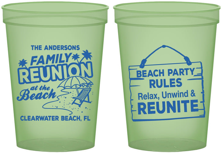 Custom Family Reunion 16 oz Glow In The Dark Cups - Beach Reunite | 160011