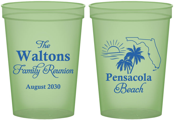 Custom Family Reunion 16 oz Glow In The Dark Cups - Florida Beach | 160036