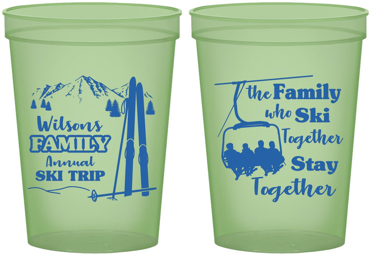 Custom Family Reunion 16 oz Glow In The Dark Cups - Ski Trip | 160040