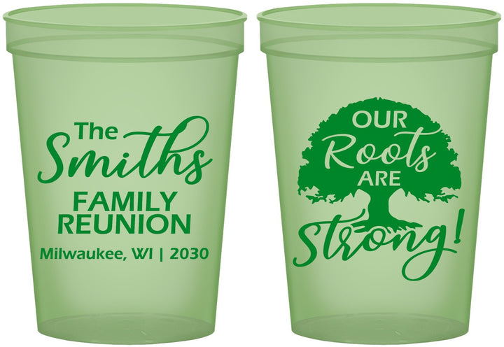 Custom Family Reunion 16 oz Glow In The Dark Cups - Our Roots Are Strong | 160051
