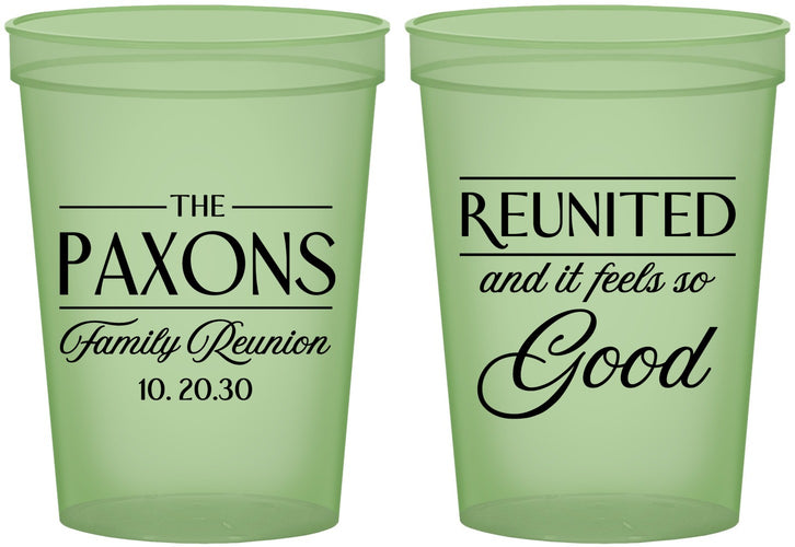 Custom Family Reunion 16 oz Glow In The Dark Cups - Reunited Feels So Good | 160052
