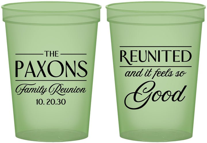 Custom Family Reunion 16 oz Glow In The Dark Cups - Reunited Feels So Good | 160052