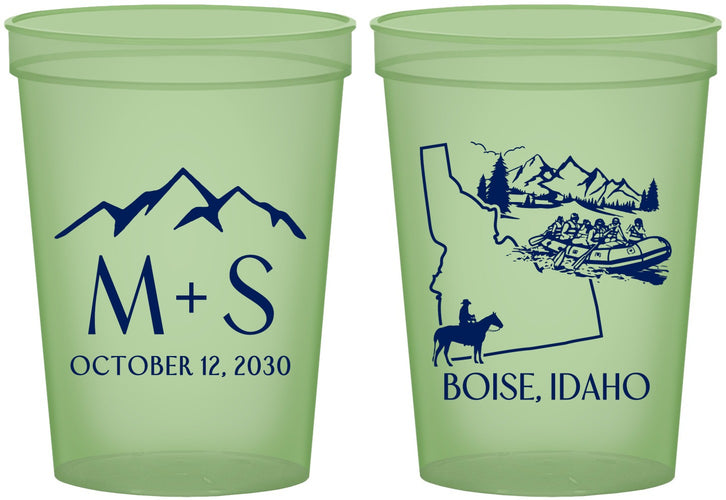 Custom Wedding 16 oz Glow In The Dark Cups - Idaho | 161