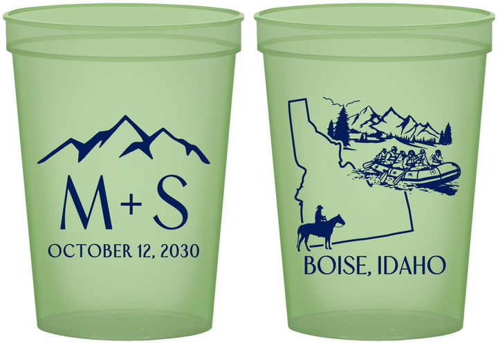 Custom Wedding 16 oz Glow In The Dark Cups - Idaho | 161