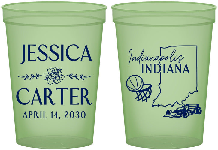 Custom Wedding 16 oz Glow In The Dark Cups - Indiana | 163