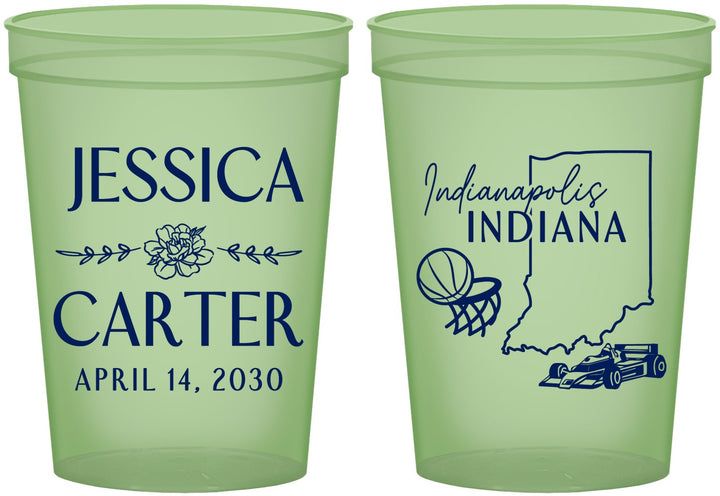 Custom Wedding 16 oz Glow In The Dark Cups - Indiana | 163