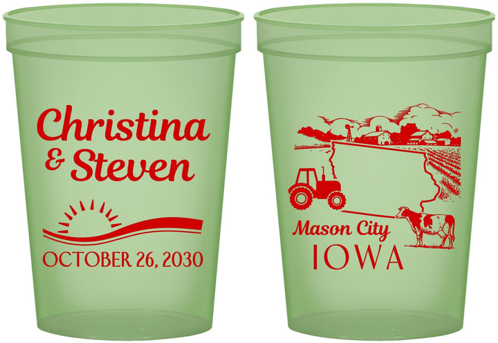Custom Wedding 16 oz Glow In The Dark Cups - Iowa | 164