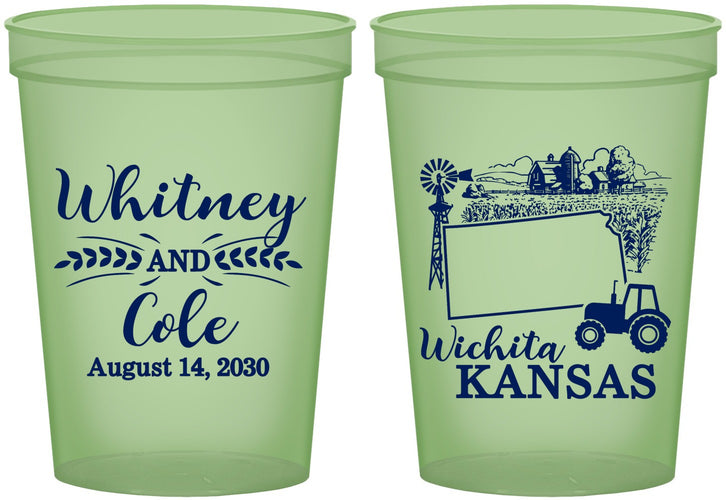 Custom Wedding 16 oz Glow In The Dark Cups - Kansas | 165