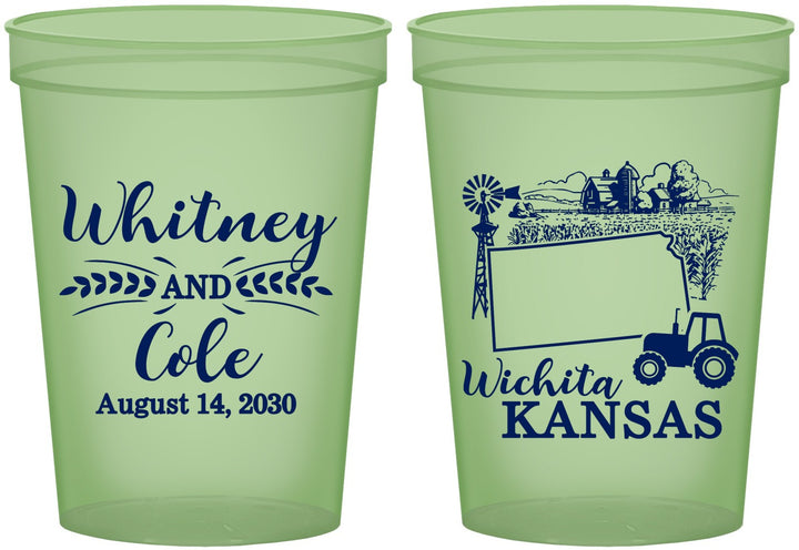 Custom Wedding 16 oz Glow In The Dark Cups - Kansas | 165