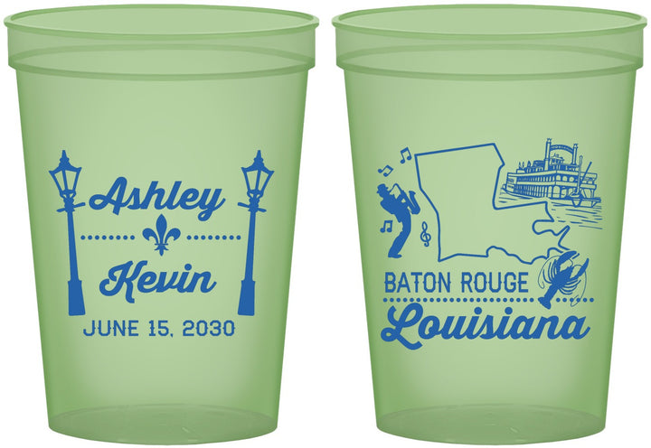 Custom Wedding 16 oz Glow In The Dark Cups - Louisiana | 167