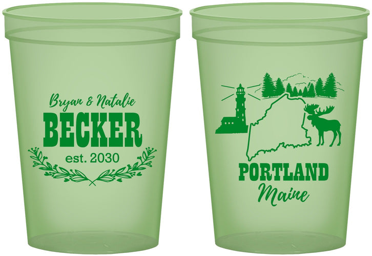Custom Wedding 16 oz Glow In The Dark Cups - Maine | 168