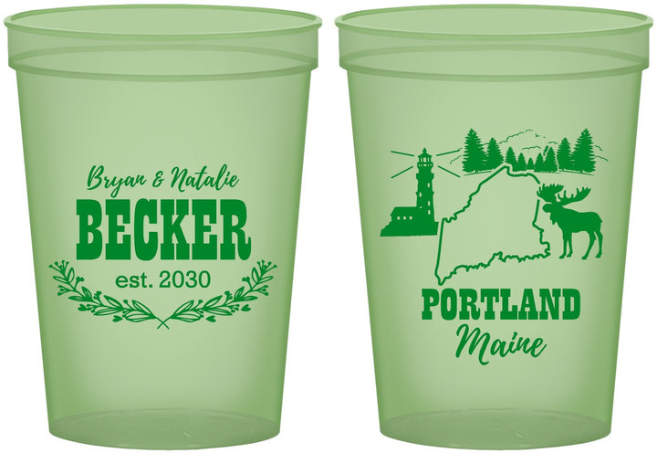 Custom Wedding 16 oz Glow In The Dark Cups - Maine | 168