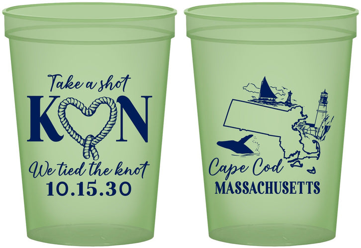 Custom Wedding 16 oz Glow In The Dark Cups - Massachusetts | 170