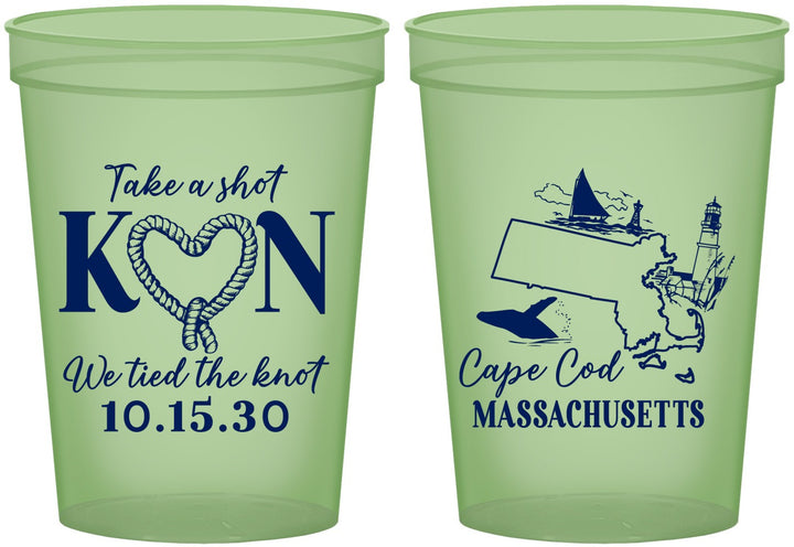 Custom Wedding 16 oz Glow In The Dark Cups - Massachusetts | 170