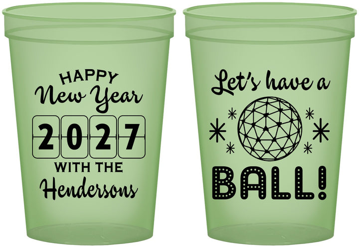 Custom New Years 16 oz Glow In The Dark Cups - 2027 Lets Have A Ball | 170001