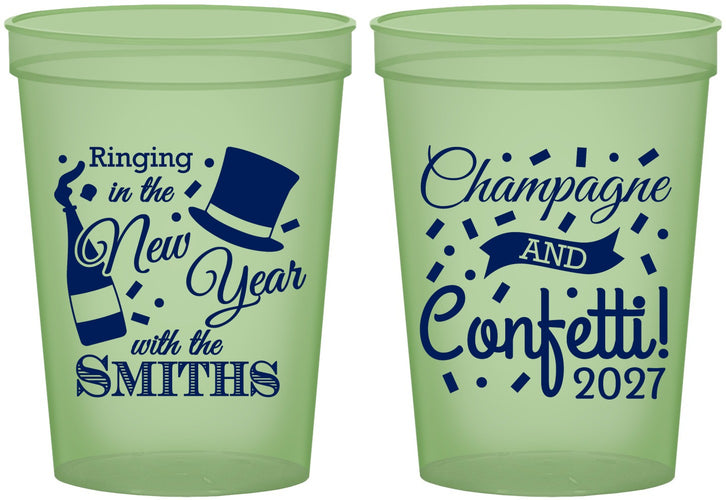 Custom New Years 16 oz Glow In The Dark Cups - 2027 Confetti | 170003