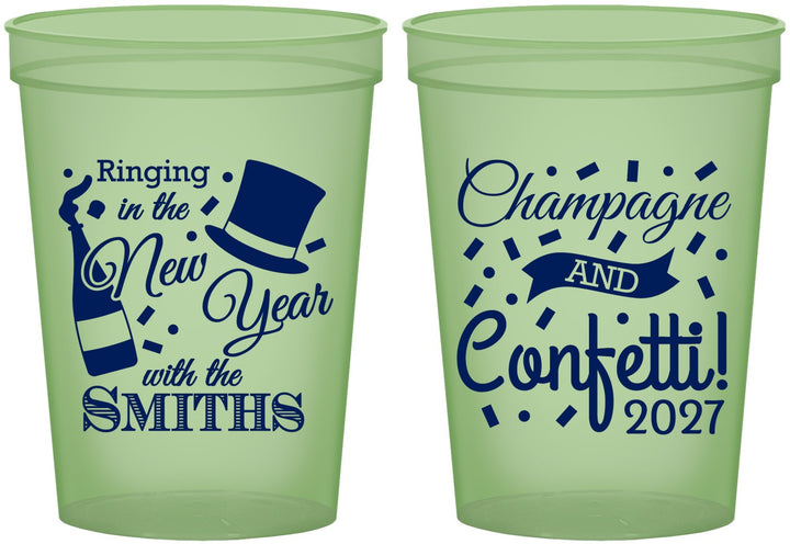Custom New Years 16 oz Glow In The Dark Cups - 2027 Confetti | 170003