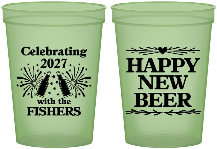 Custom New Years 16 oz Glow In The Dark Cups - 2027 Happy New Beer | 170004