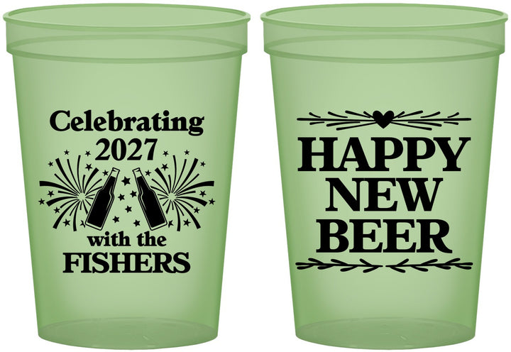 Custom New Years 16 oz Glow In The Dark Cups - 2027 Happy New Beer | 170004