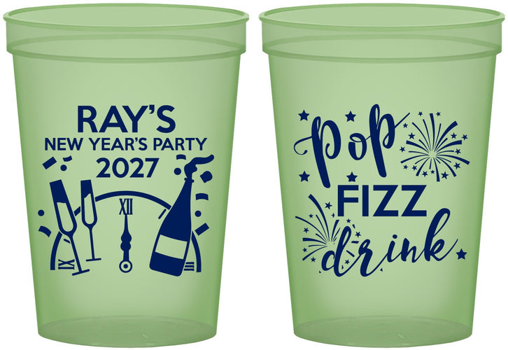 Custom New Years 16 oz Glow In The Dark Cups - 2027 Pop Fizz Drink | 170007