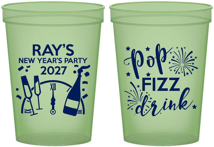 Custom New Years 16 oz Glow In The Dark Cups - 2027 Pop Fizz Drink | 170007