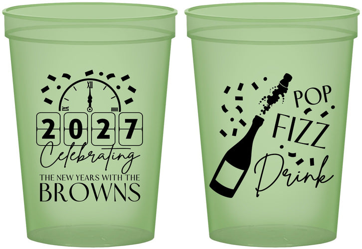 Custom New Years 16 oz Glow In The Dark Cups - 2027 Pop Fizz Drink | 170009