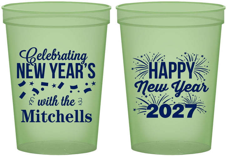 Custom New Years 16 oz Glow In The Dark Cups - 2027 Nye Confetti | 170015