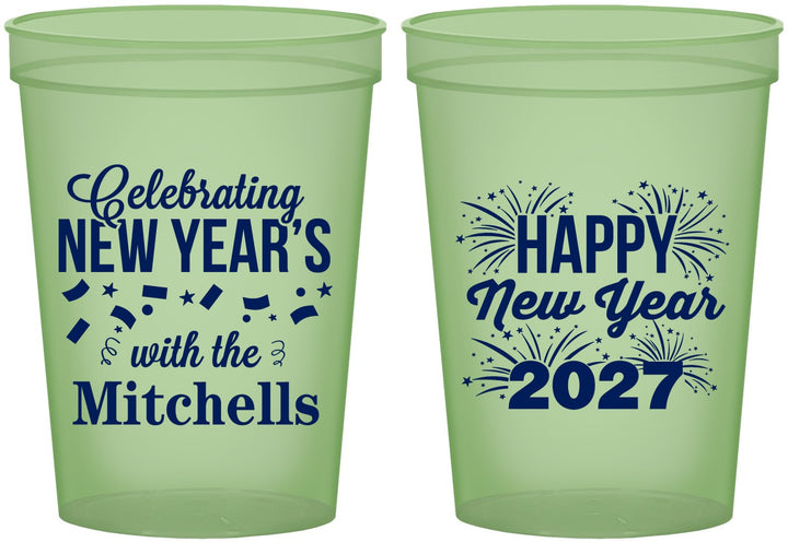 Custom New Years 16 oz Glow In The Dark Cups - 2027 Nye Confetti | 170015