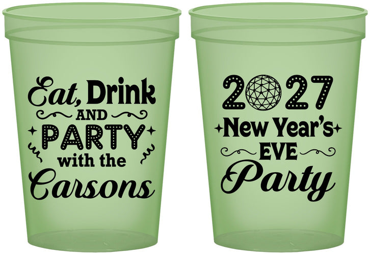 Custom New Years 16 oz Glow In The Dark Cups - 2027 Eat Drink Party | 170022