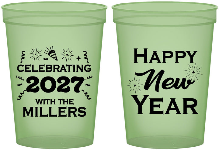 Custom New Years 16 oz Glow In The Dark Cups - 2027 Nye Confetti | 170028