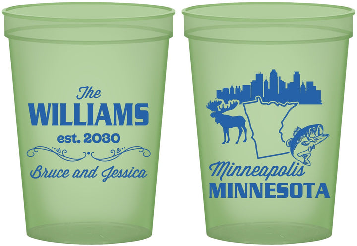 Custom Wedding 16 oz Glow In The Dark Cups - Minnesota | 172