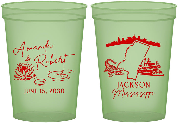Custom Wedding 16 oz Glow In The Dark Cups - Mississippi | 173