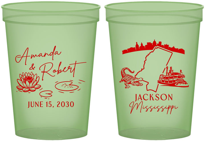 Custom Wedding 16 oz Glow In The Dark Cups - Mississippi | 173