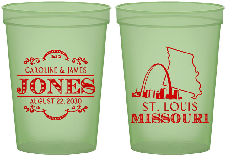 Custom Wedding 16 oz Glow In The Dark Cups - Missouri | 174