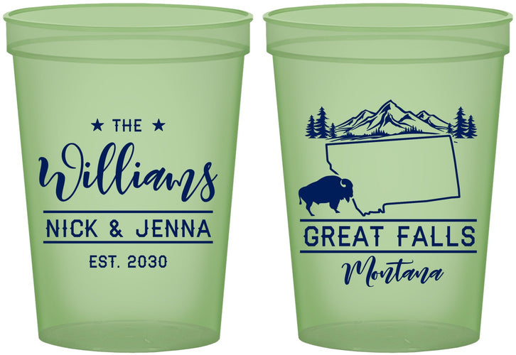 Custom Wedding 16 oz Glow In The Dark Cups - Montana | 175