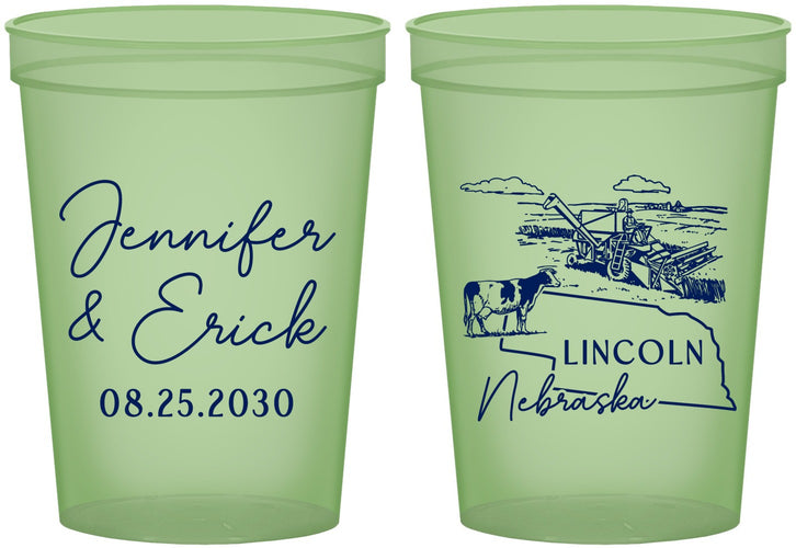 Custom Wedding 16 oz Glow In The Dark Cups - Nebraska | 176