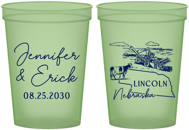 Custom Wedding 16 oz Glow In The Dark Cups - Nebraska | 176