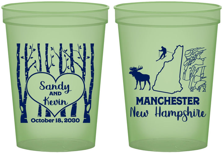 Custom Wedding 16 oz Glow In The Dark Cups - New Hampshire | 178