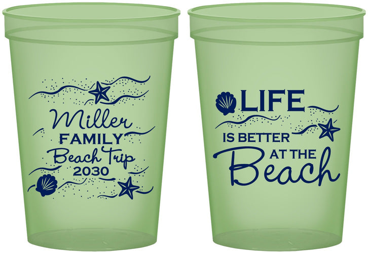 Custom Family Vacation 16 oz Glow In The Dark Cups - Life Is Better At The Beach | 180001