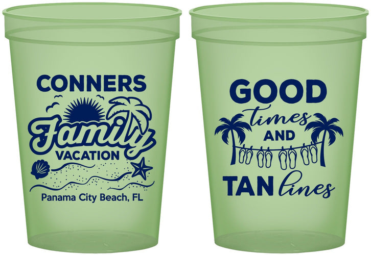 Custom Family Vacation 16 oz Glow In The Dark Cups - Good Times Tan Lines | 180005