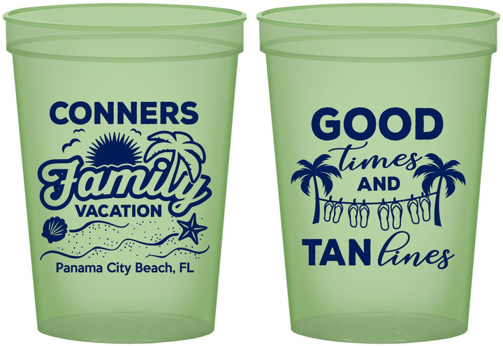 Custom Family Vacation 16 oz Glow In The Dark Cups - Good Times Tan Lines | 180005