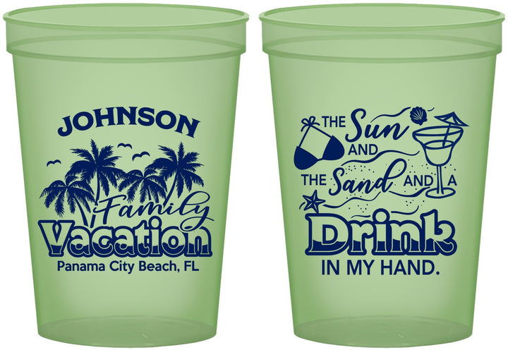 Custom Family Vacation 16 oz Glow In The Dark Cups - Sun And Sand Beach | 180007