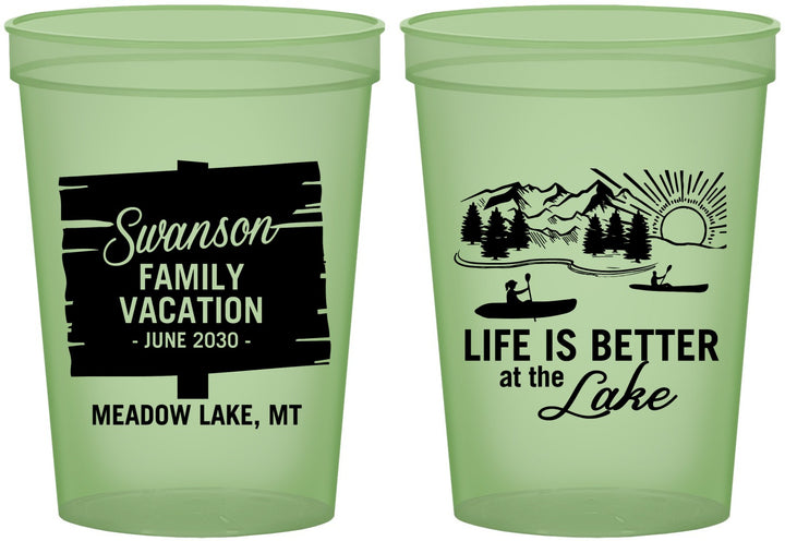 Custom Family Vacation 16 oz Glow In The Dark Cups - Life Is Better At The Lake | 180010