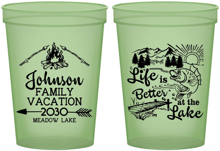 Custom Family Vacation 16 oz Glow In The Dark Cups - Lake Camping | 180011