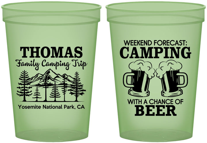 Custom Family Vacation 16 oz Glow In The Dark Cups - Camping Park | 180013