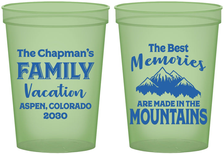 Custom Family Vacation 16 oz Glow In The Dark Cups - Mountains | 180021