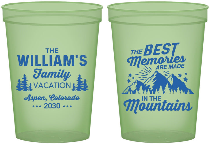 Custom Family Vacation 16 oz Glow In The Dark Cups - Mountains | 180022