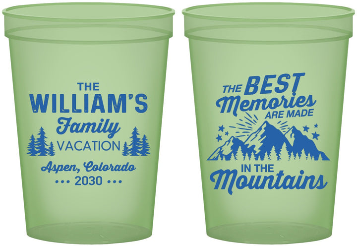 Custom Family Vacation 16 oz Glow In The Dark Cups - Mountains | 180022