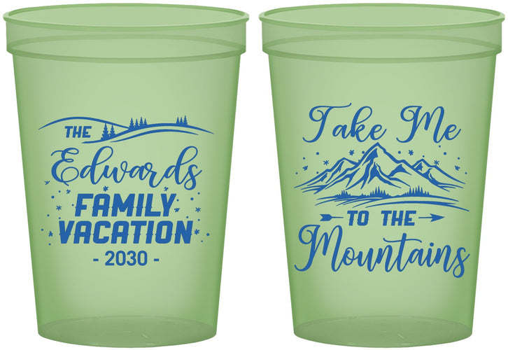 Custom Family Vacation 16 oz Glow In The Dark Cups - Mountains | 180024