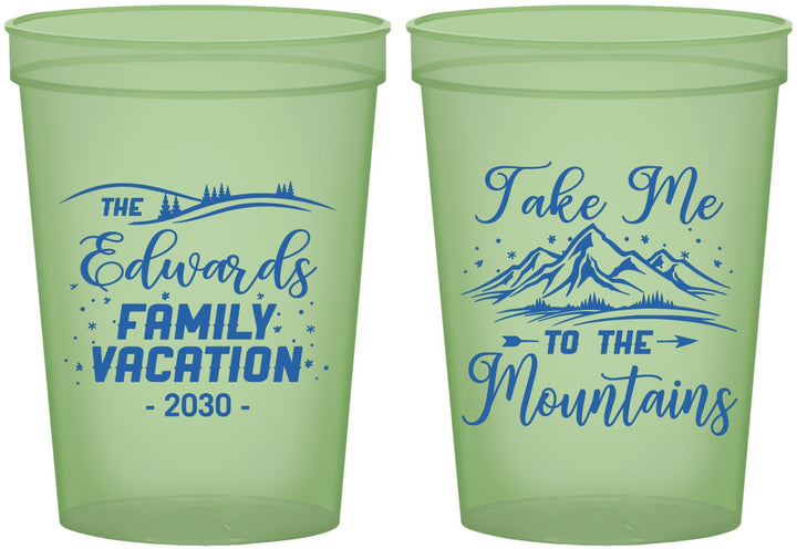 Custom Family Vacation 16 oz Glow In The Dark Cups - Mountains | 180024